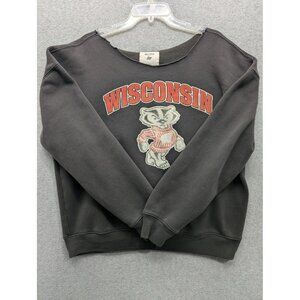Wisconsin Badgers Sweatshirt Womens Large Gray College Football Crewneck Bucky